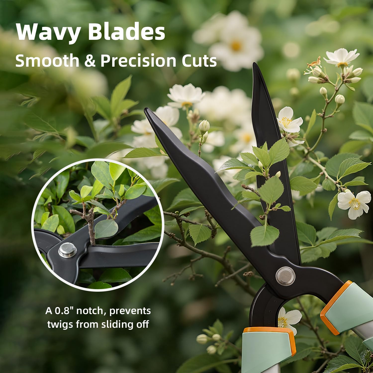 PrunePro cutting action trimming hedge for cleaner, controlled results