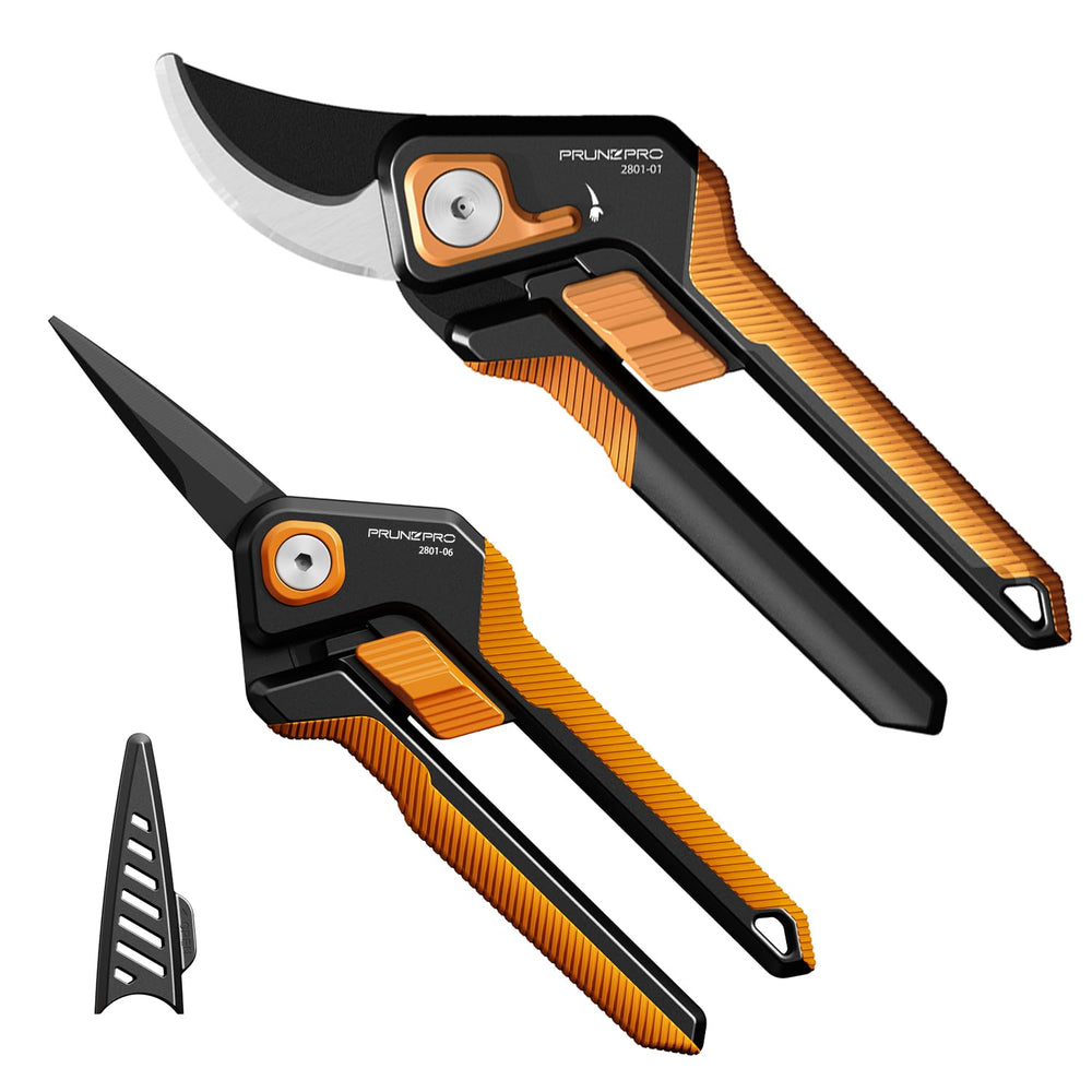 PrunePro front view showing orange handles and compact design, clear identification and usability