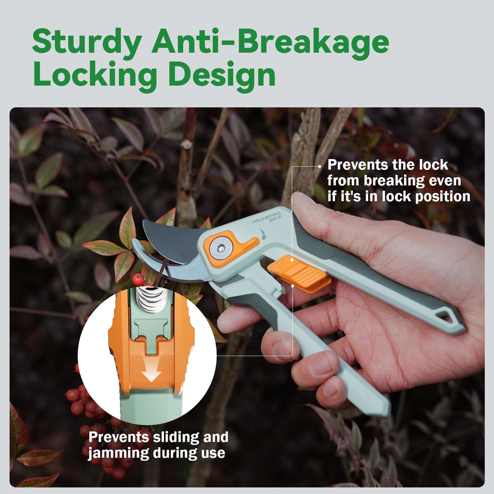 PrunePro shears held in hand demonstrating proper size and scale