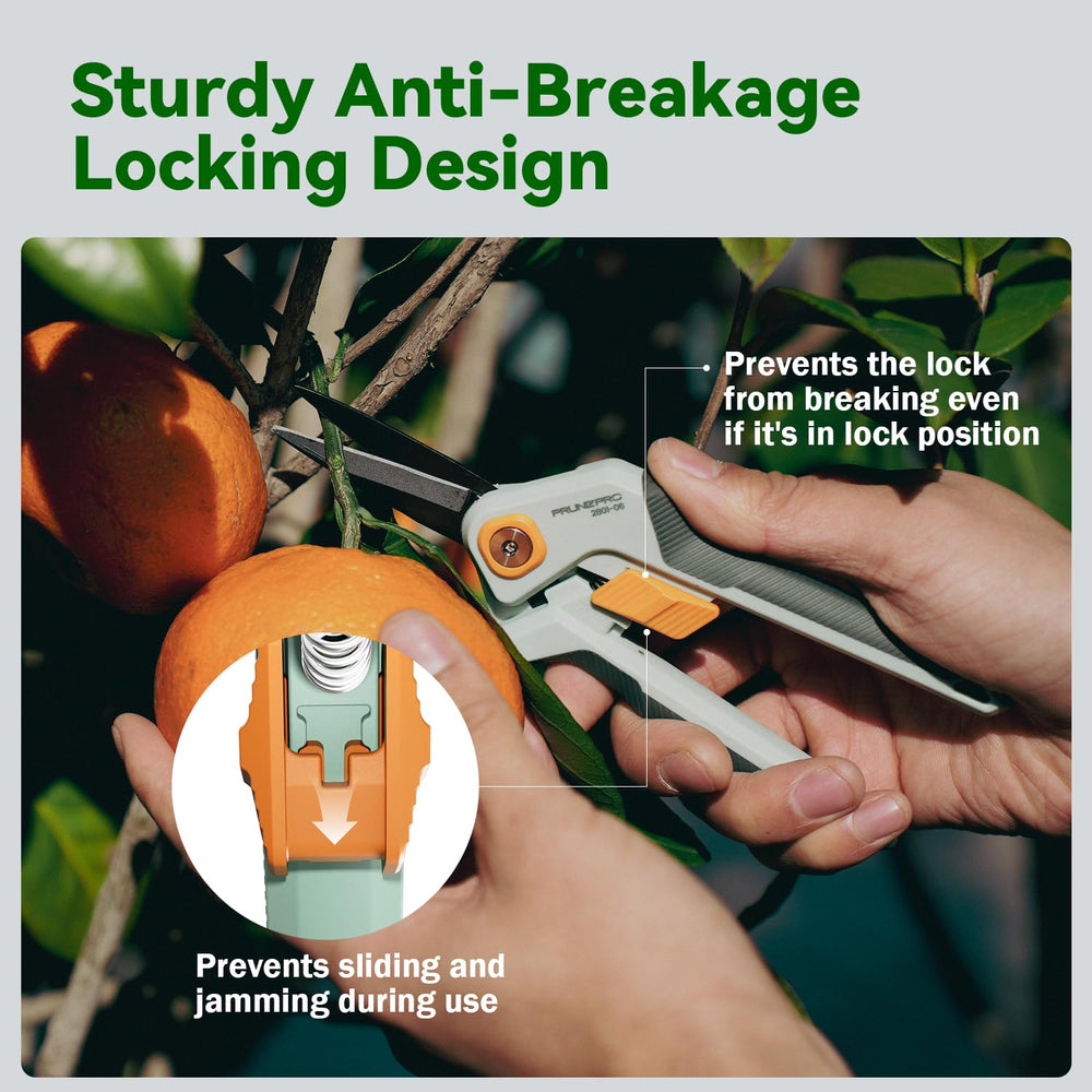 PrunePro visible spring and anti-break lock ensuring safe storage
