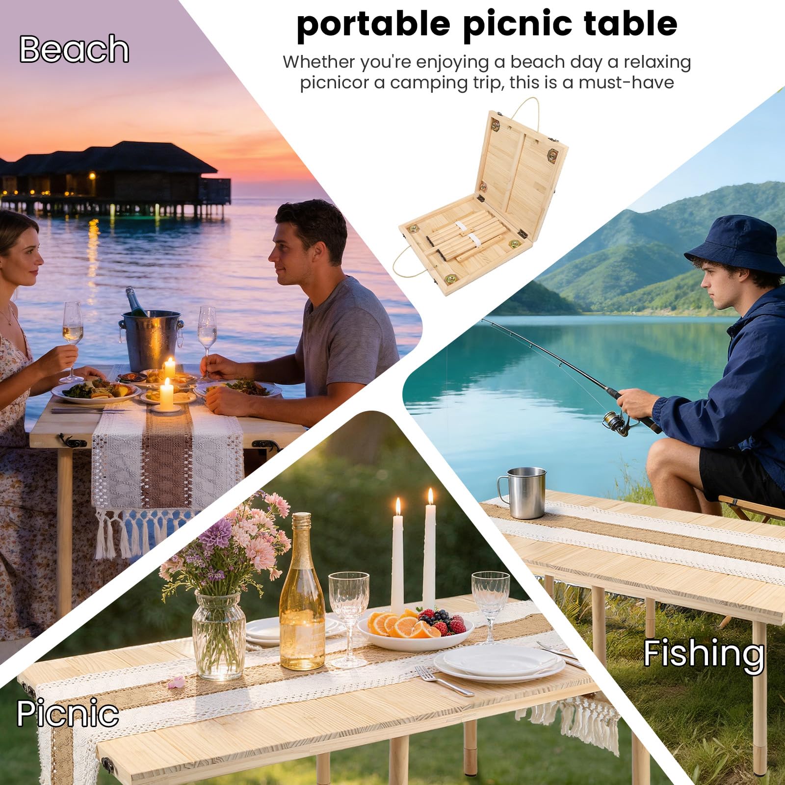 PSDRV folded table with carry handle showing portability and quick storage benefit