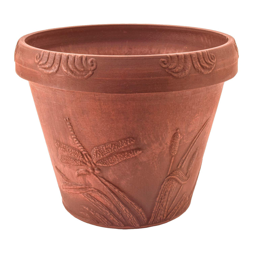 PSW Pot Collection front view showing dragonfly design and terra cotta color with durable look