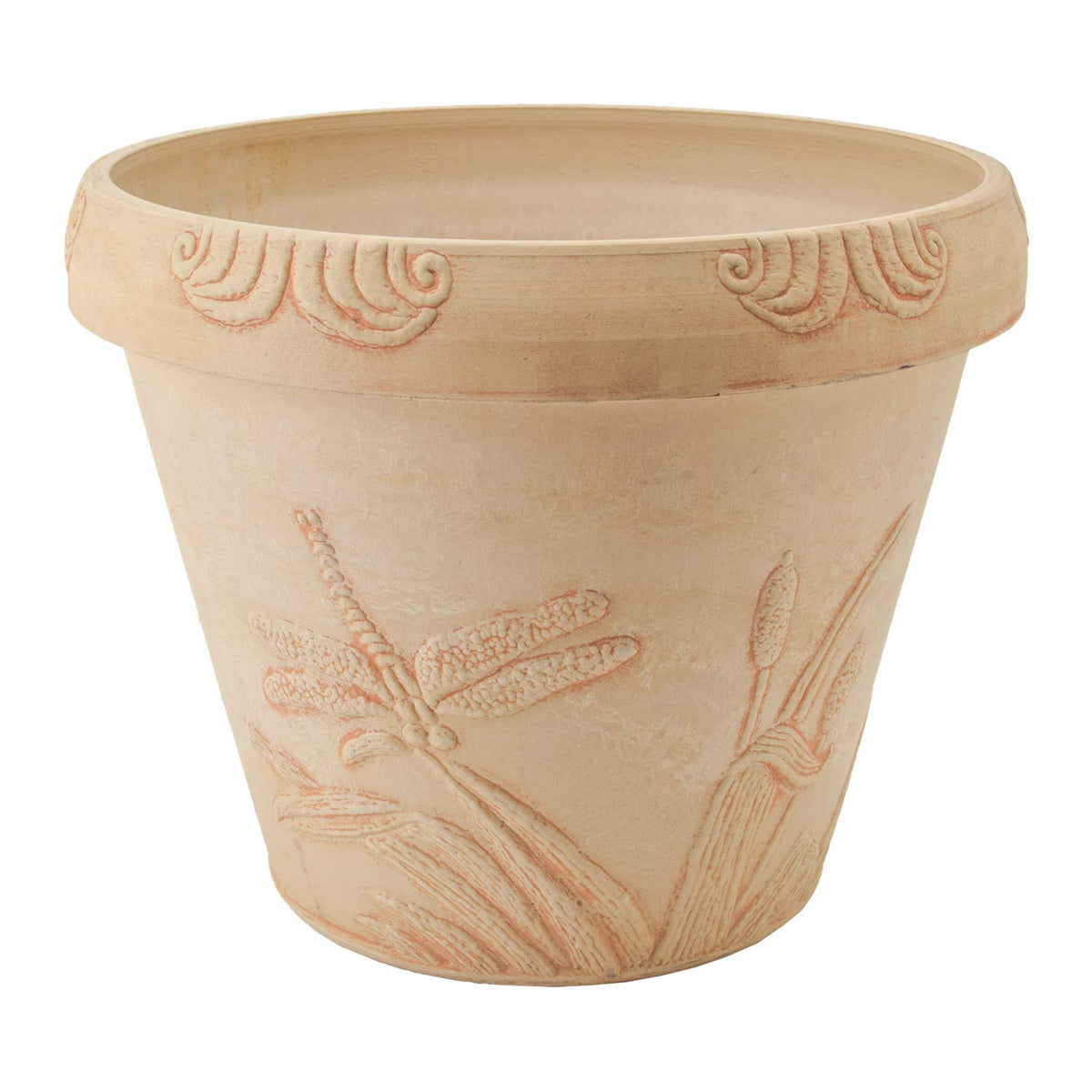 PSW Pot Collection dragonfly planter front view showing decorative raised design benefit: visual focal point