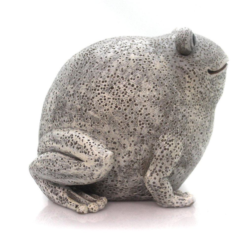 Pudgy Pals frog close-up of resin-stone texture and paint detail, highlighting durable finish