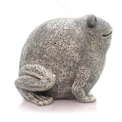 Pudgy Pals frog close-up of resin-stone texture and paint detail, highlighting durable finish