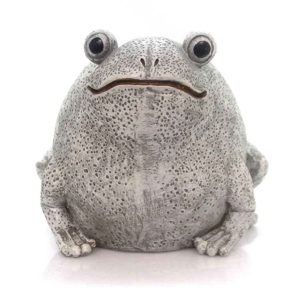 Pudgy Pals frog front view showing charming face and size, great for eye-catching garden accents
