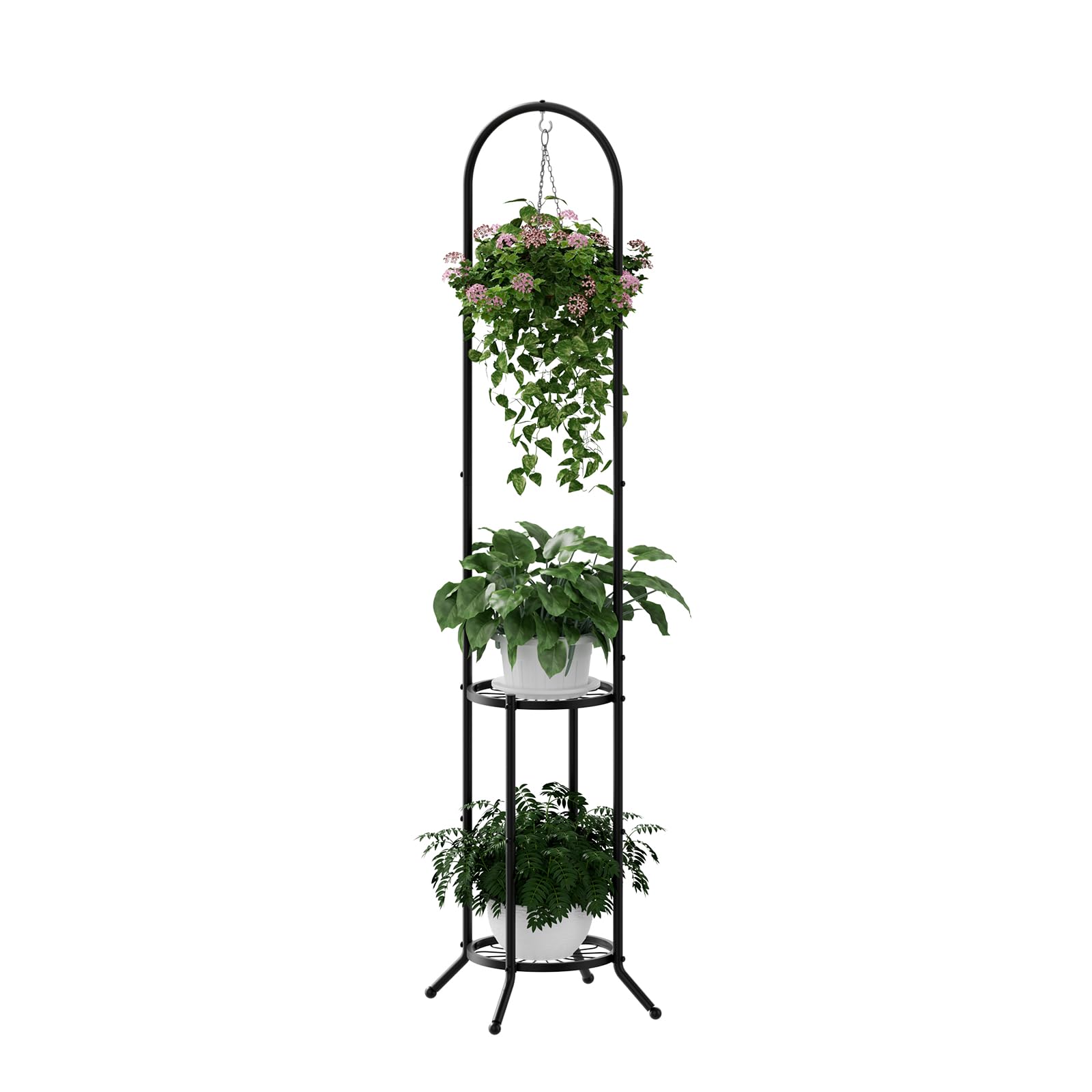 PULIJIAJU front view of hanging plant stand shows space-saving benefit