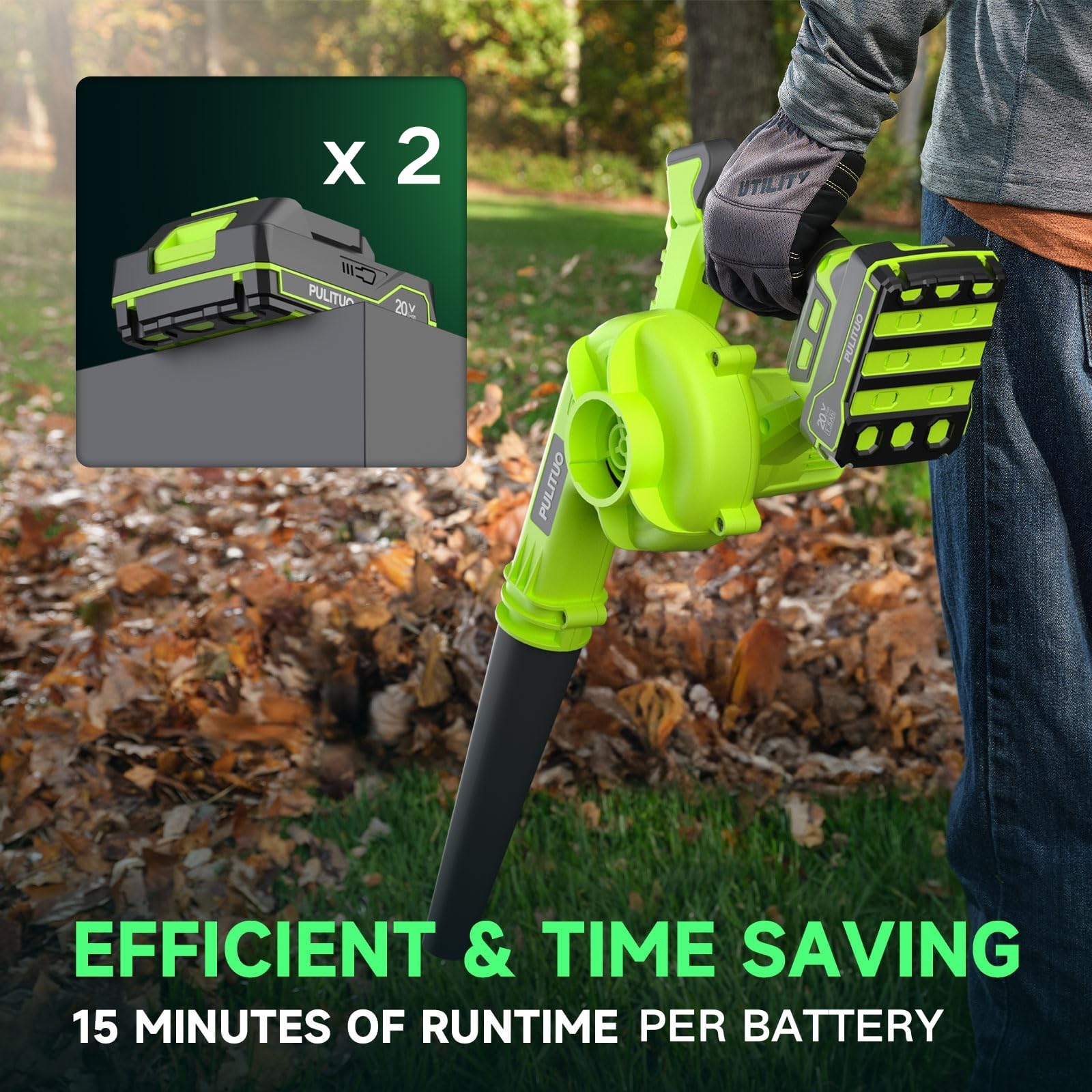 PULITUO battery installed with charger illustrating quick swap and recharge convenience