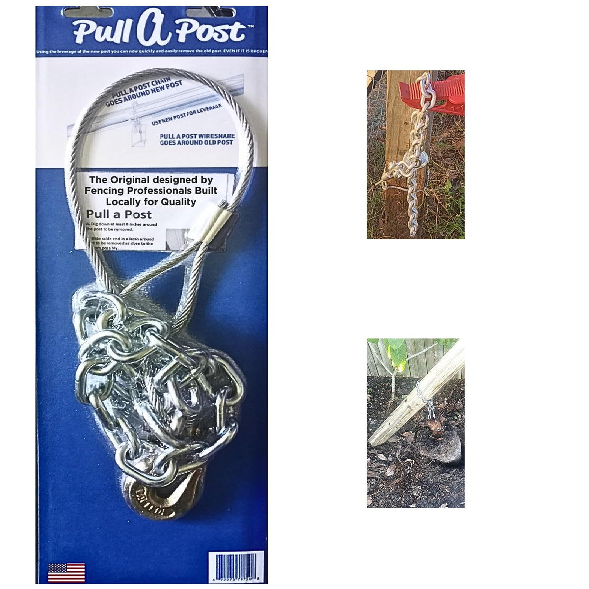 Pull A Post front view showing compact fence post puller and benefits