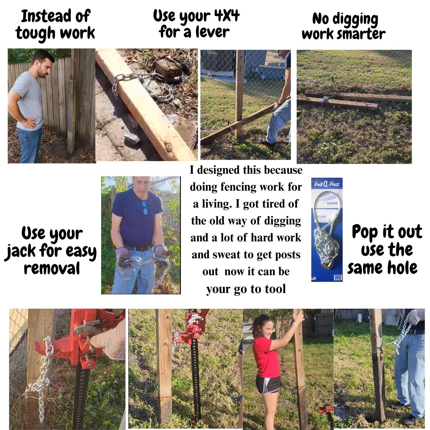 Pull A Post cinched around a round metal post showing secure wrapping technique