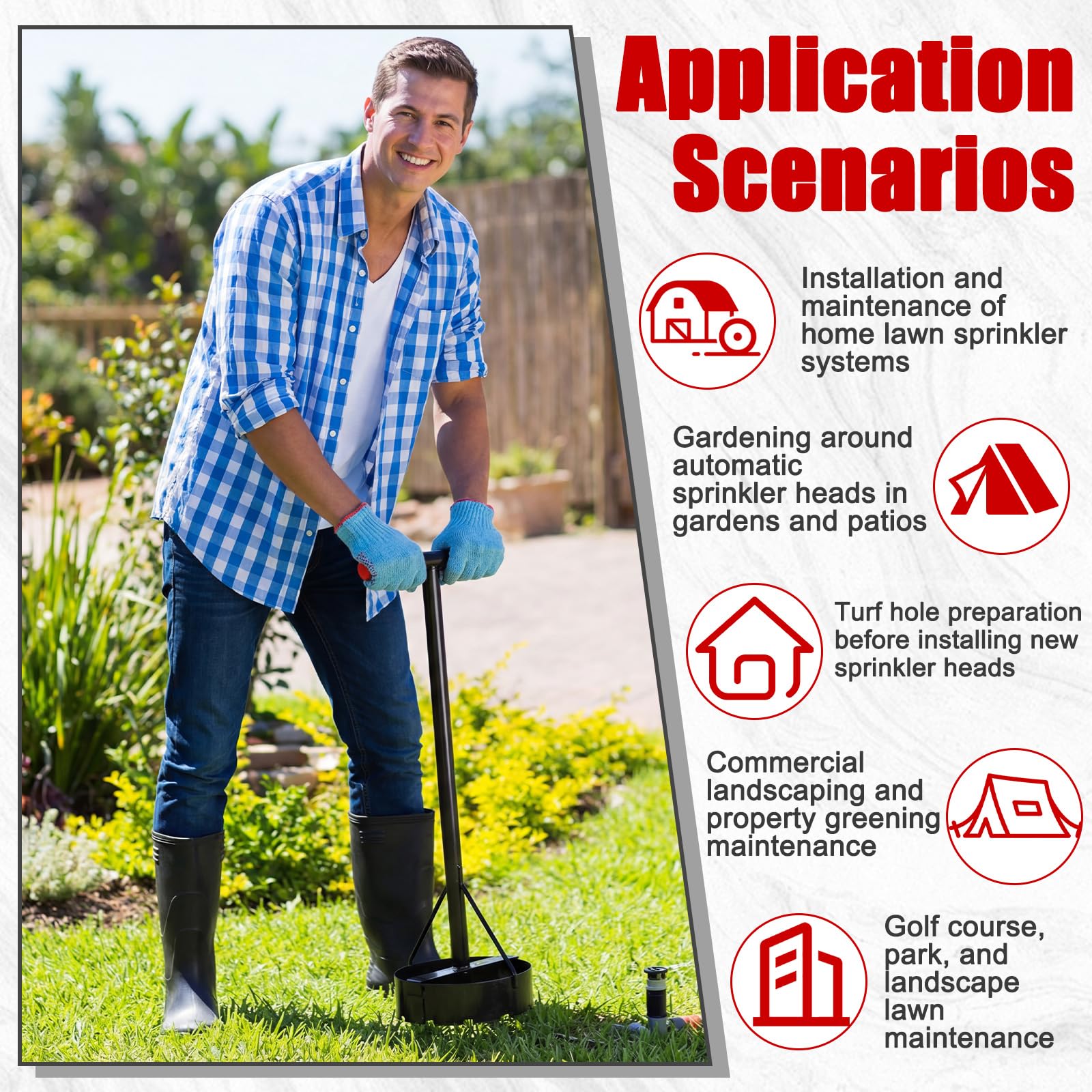 PullCrease positioned around sprinkler head, ensures unobstructed nozzle
