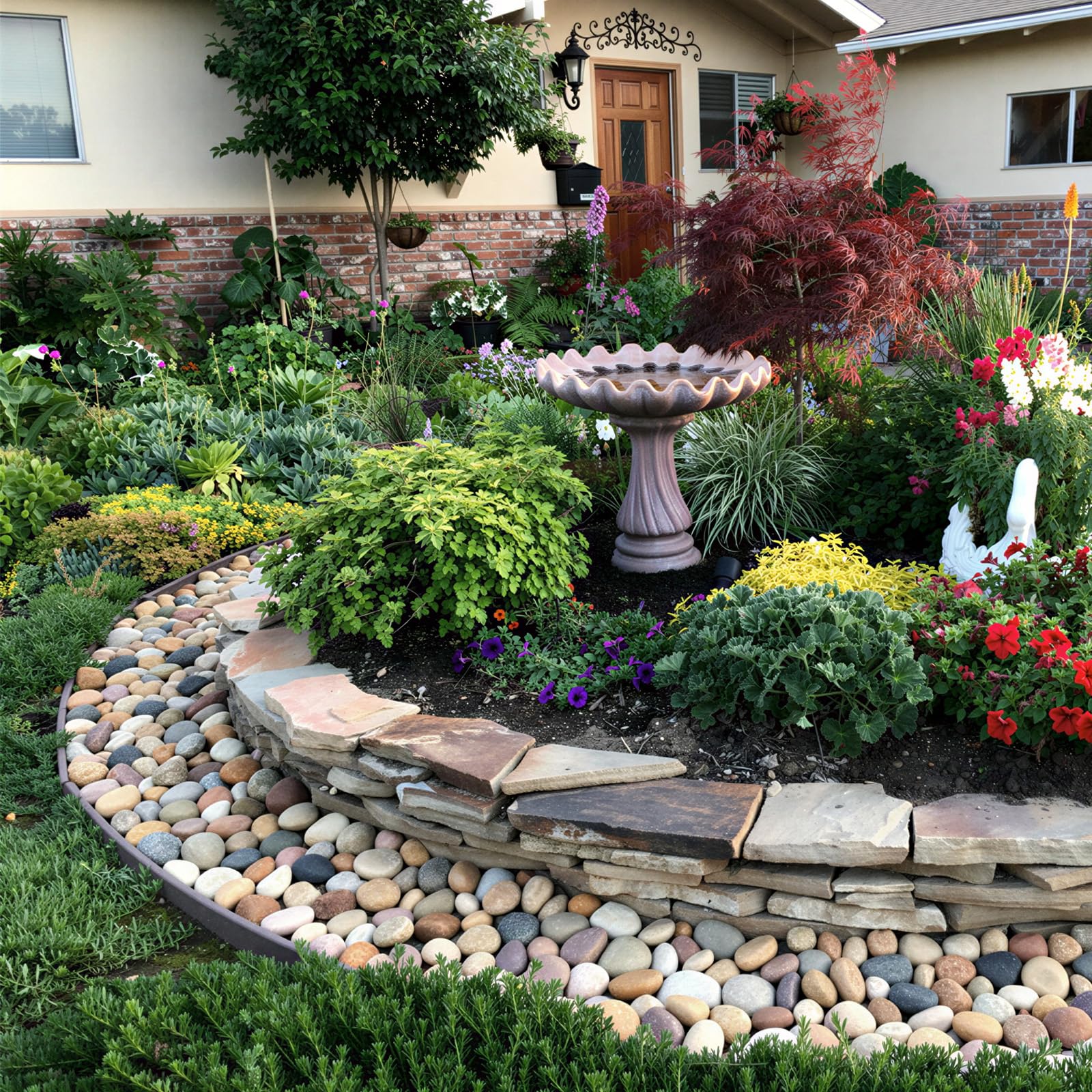 Pulovin stones surrounding fire pit offering heat-resistant decorative cover