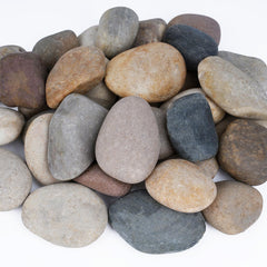 Pulovin front of bag showing 20 lb river rocks for easy project planning