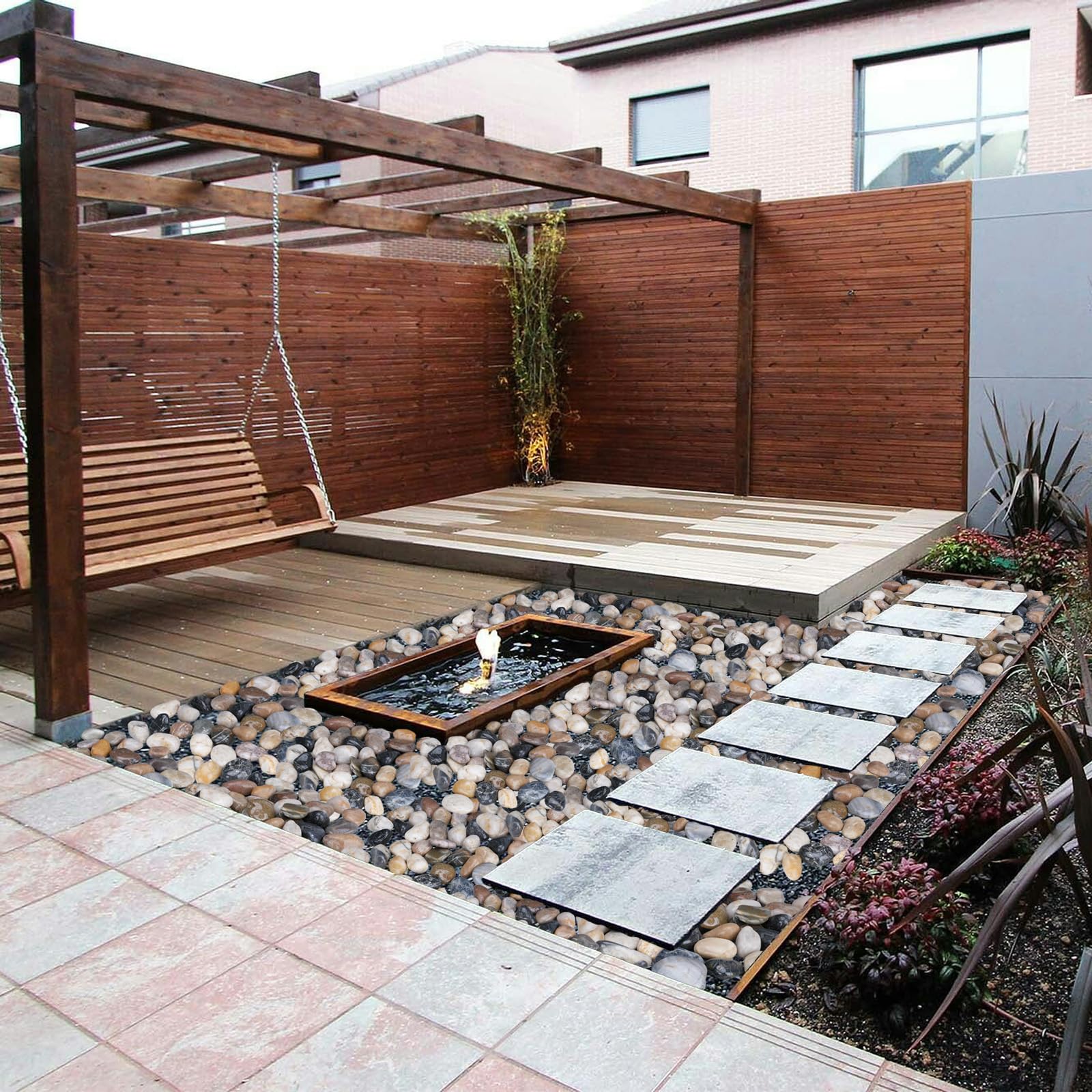 Pulovin stones lining a garden pathway for stable footing and low maintenance