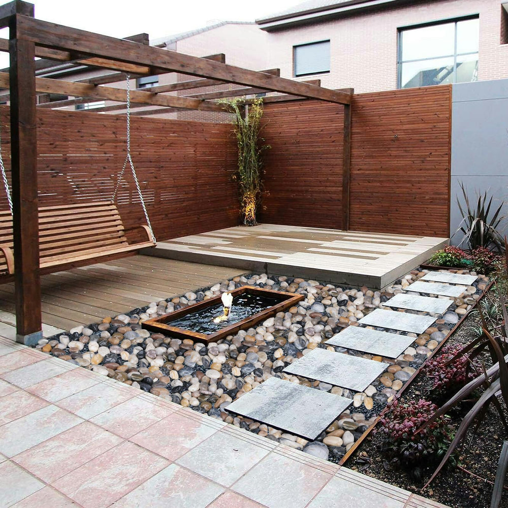 Pulovin stones lining a garden pathway for stable footing and low maintenance