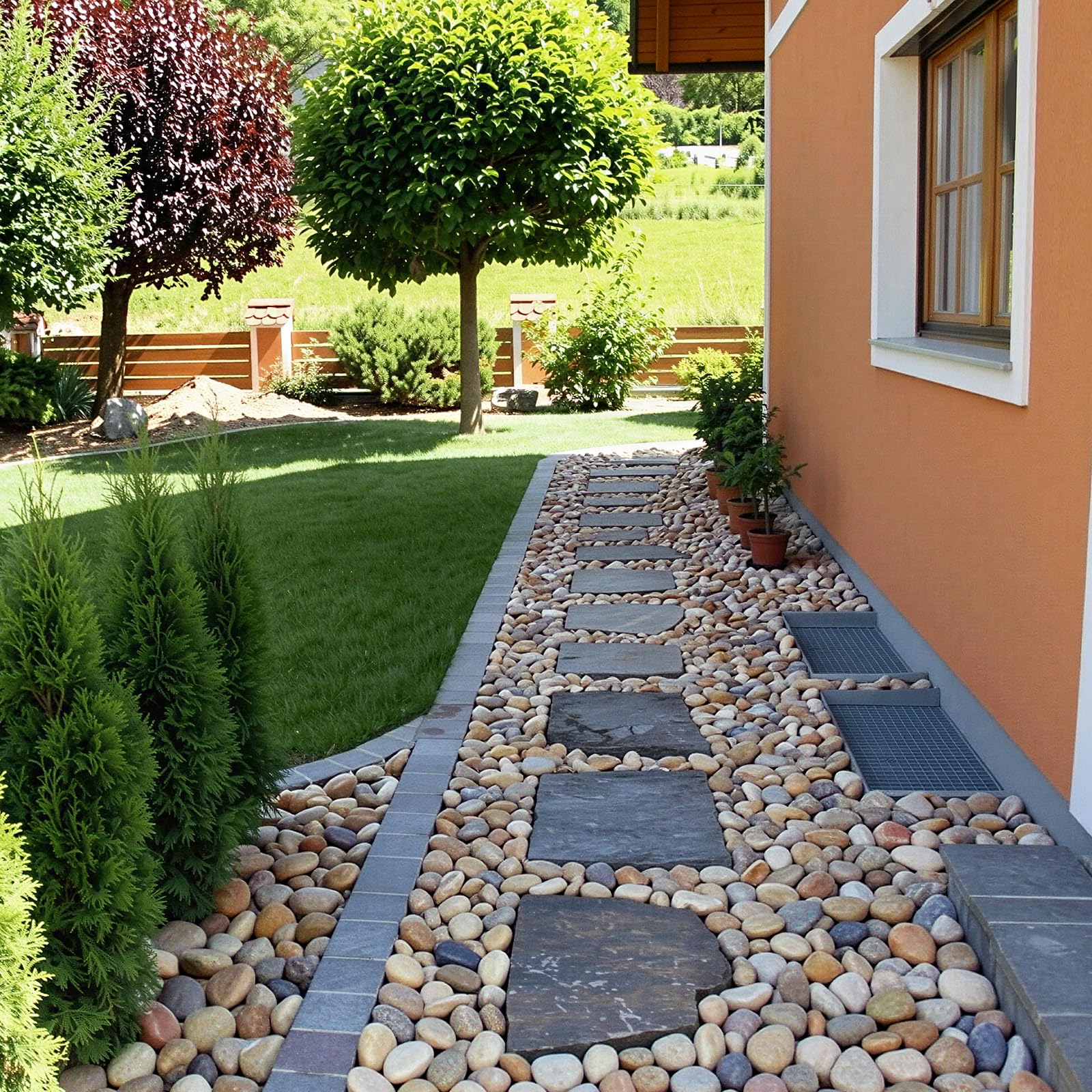 Pulovin stones on landscape pathway reducing maintenance and erosion