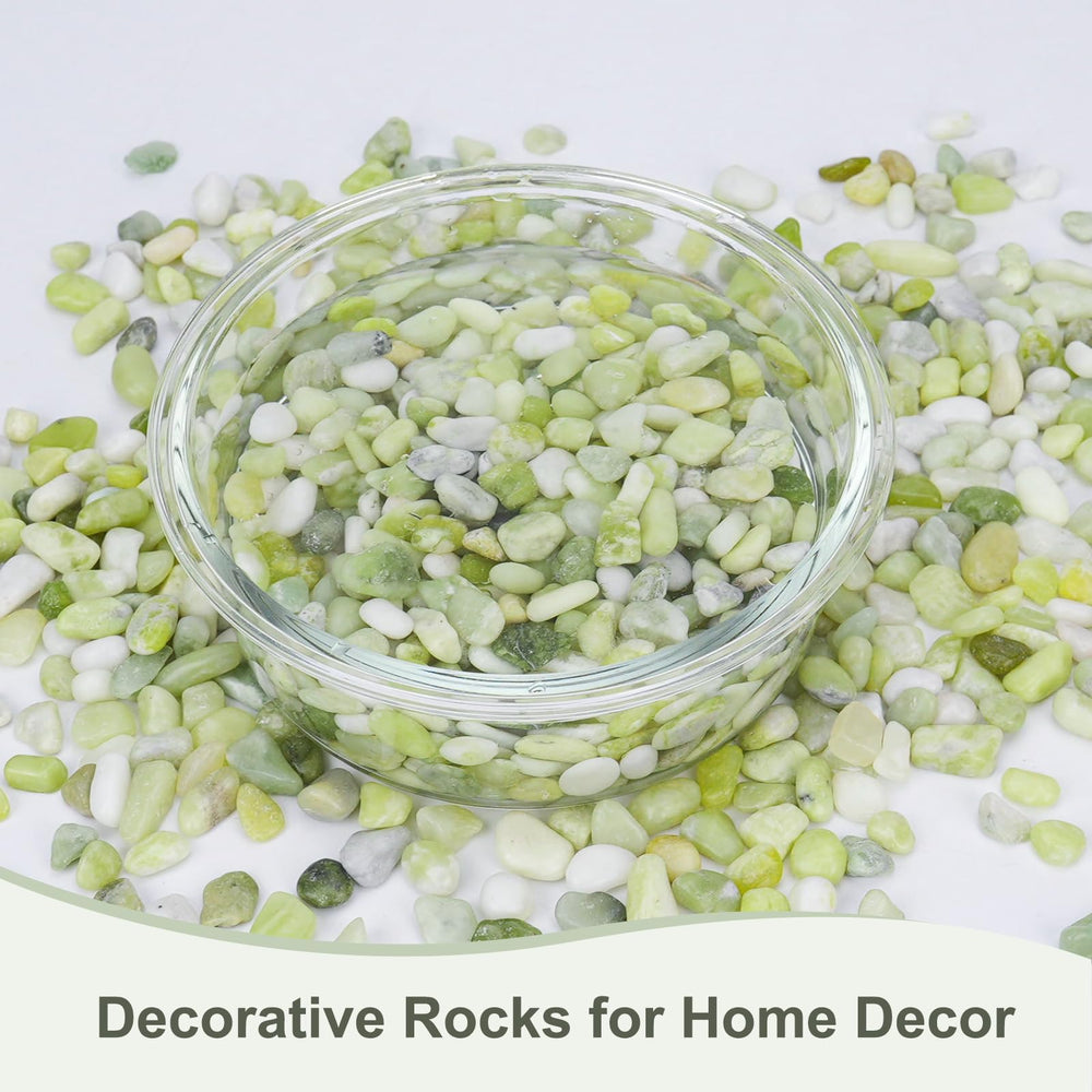 Pulovin pebbles filling a glass vase for decorative display and stability