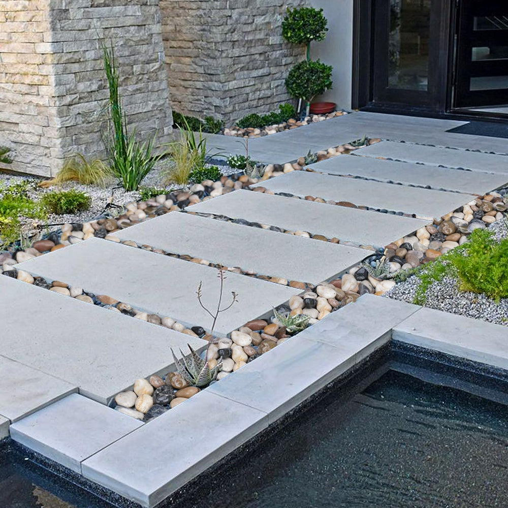 Pulovin used as planter top-dress to reduce evaporation and enhance curb appeal