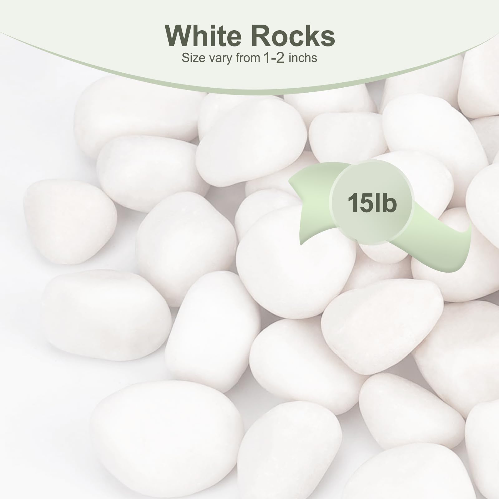 Pulovin white rocks filling a glass vase to accent flowers and create clean display
