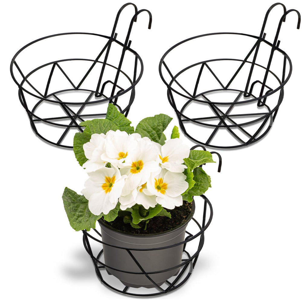 Pumtus front view of black 10-inch iron planter holder showing sturdy shape
