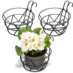 Pumtus front view of black 10-inch iron planter holder showing sturdy shape