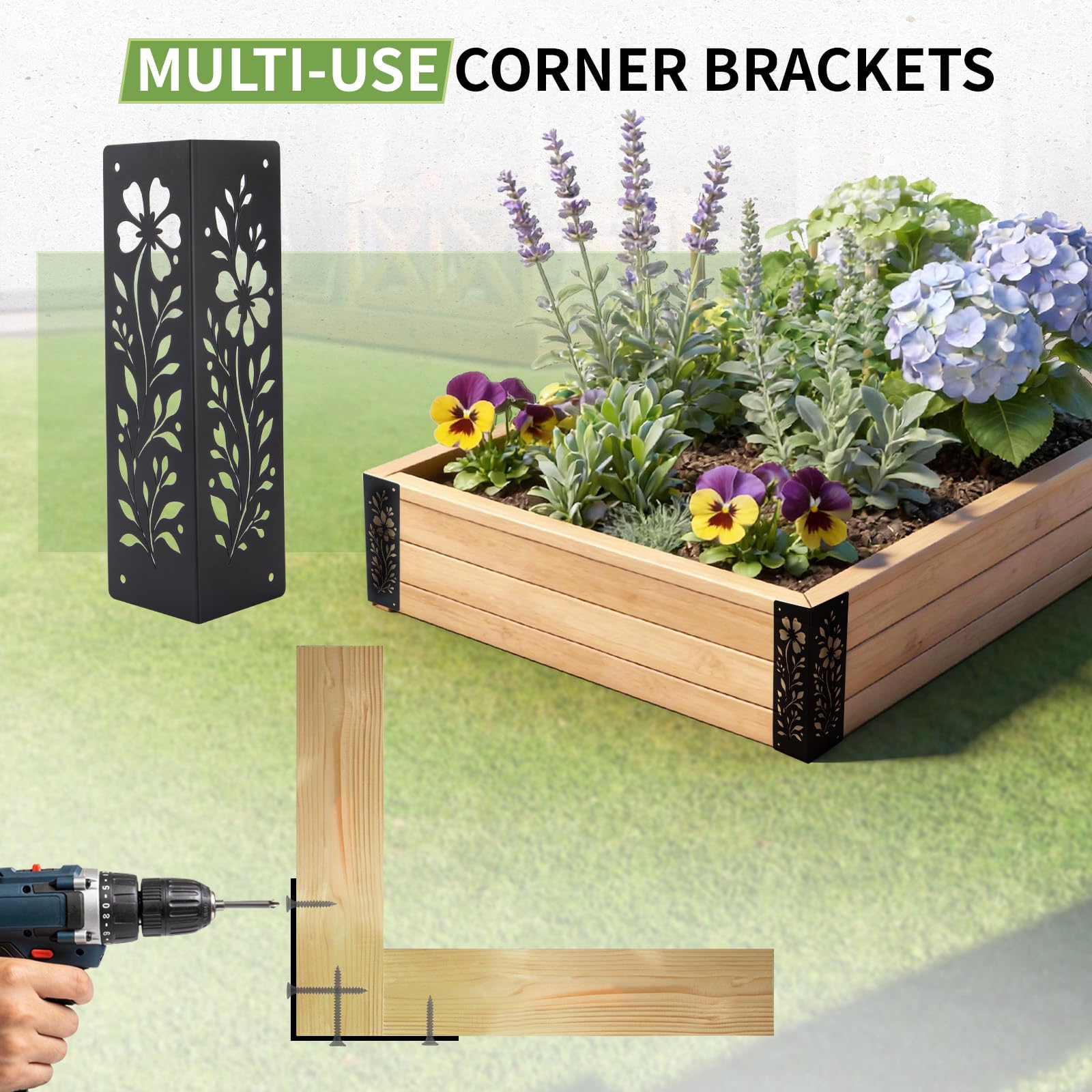 puobao installed on raised garden bed corner showing secure joint benefit: keeps bed square