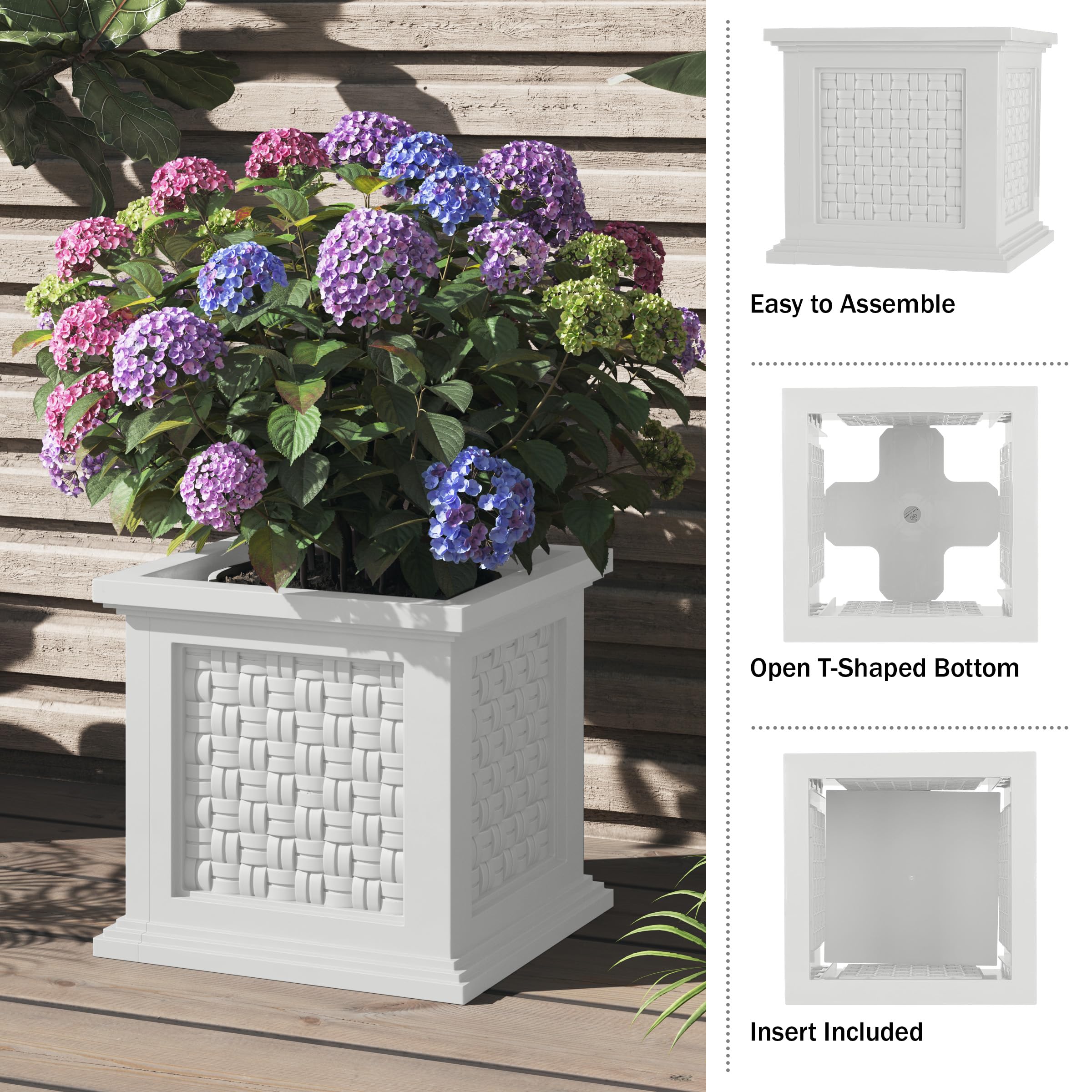 Pure Garden assembled planter side angle showing snap-together stability and neat profile