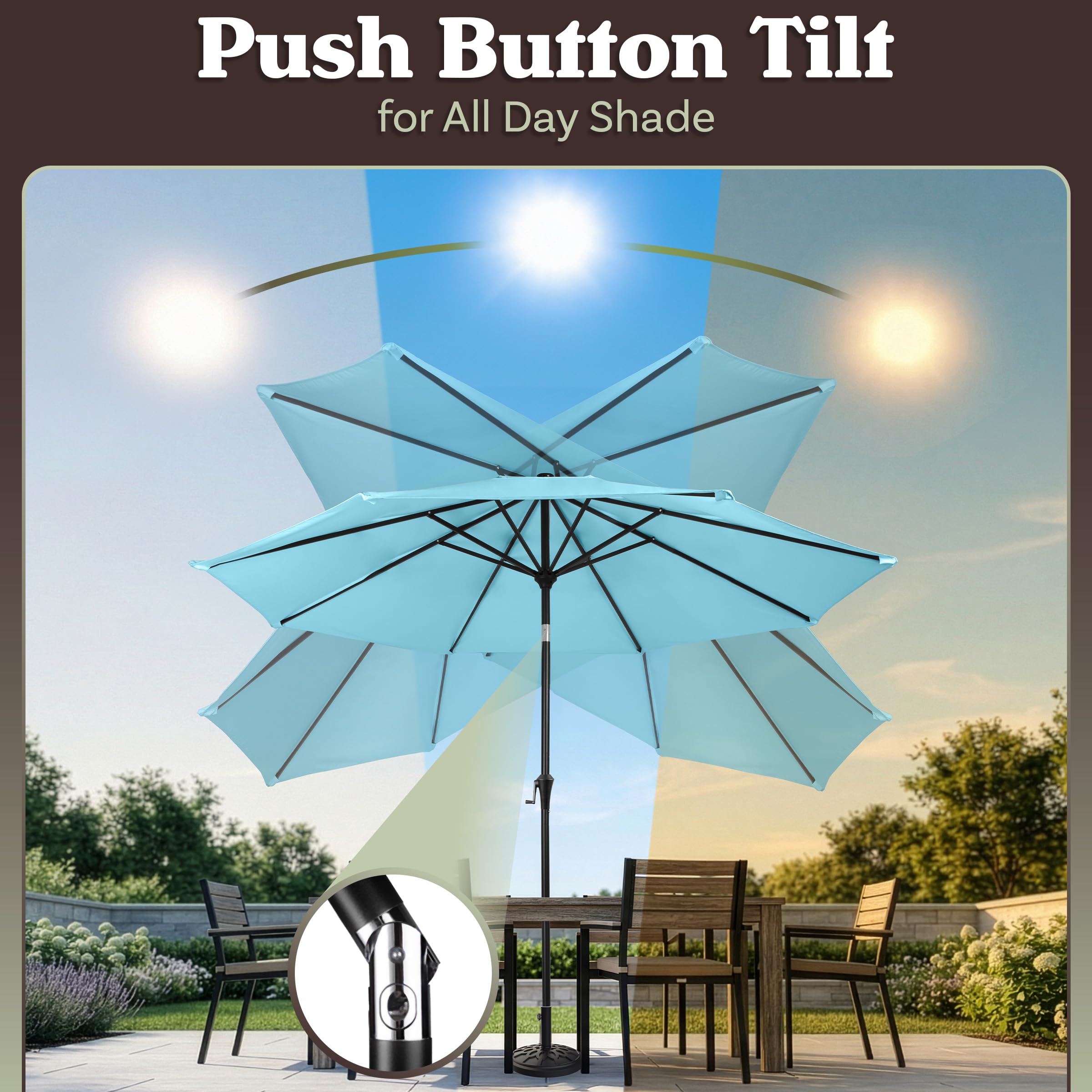Pure Garden 19lb base with pole assembled providing stable support