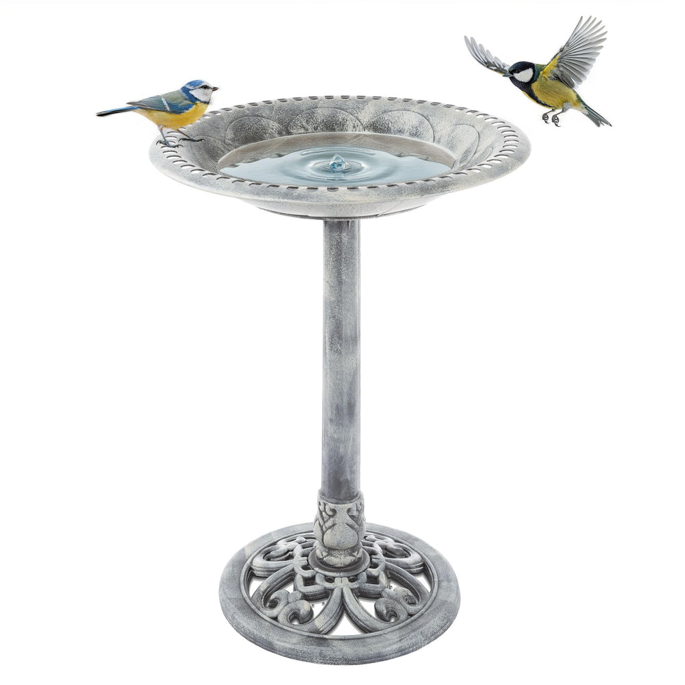 Pure Garden front view of bird bath showing antique design and curb appeal