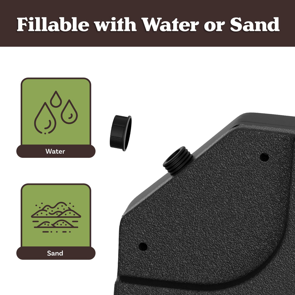 Pure Garden fill spout with screw-top lid demonstrating easy sand filling and secure seal