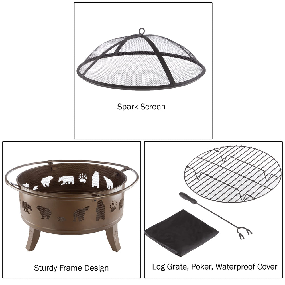 Pure Garden fire pit in evening setting enhancing outdoor ambiance