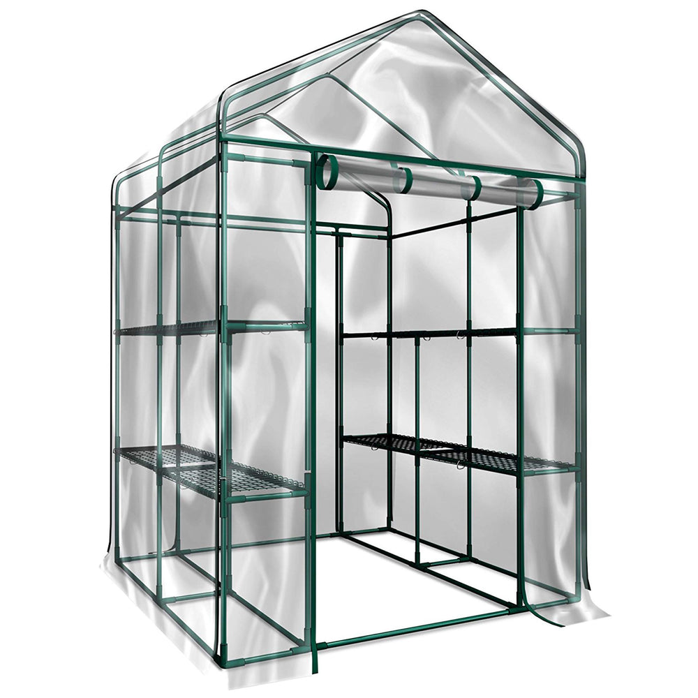 Pure Garden steel frame anchored with stakes and guy lines for outdoor stability
