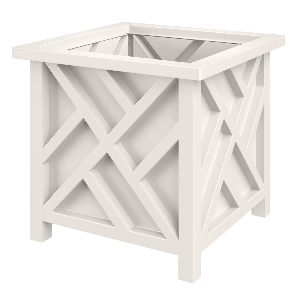 Pure Garden front view lattice planter showing crisp white curb appeal