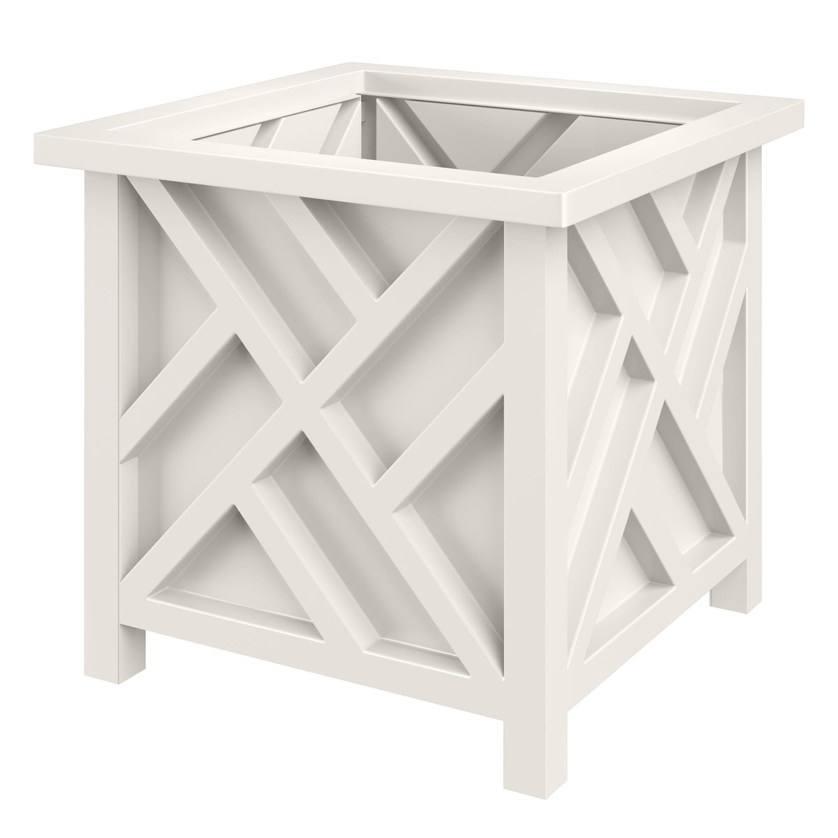 Pure Garden front view lattice planter showing crisp white curb appeal