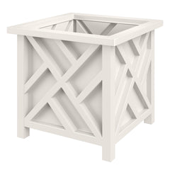 Pure Garden front view lattice planter showing crisp white curb appeal