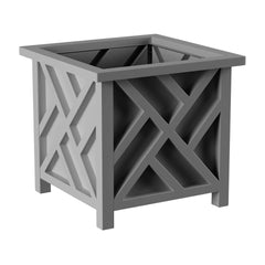 Pure Garden front view of gray lattice planter showing elegant curb appeal