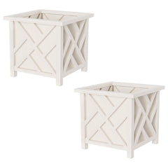 Pure Garden front view lattice planter showing crisp white finish and curb appeal