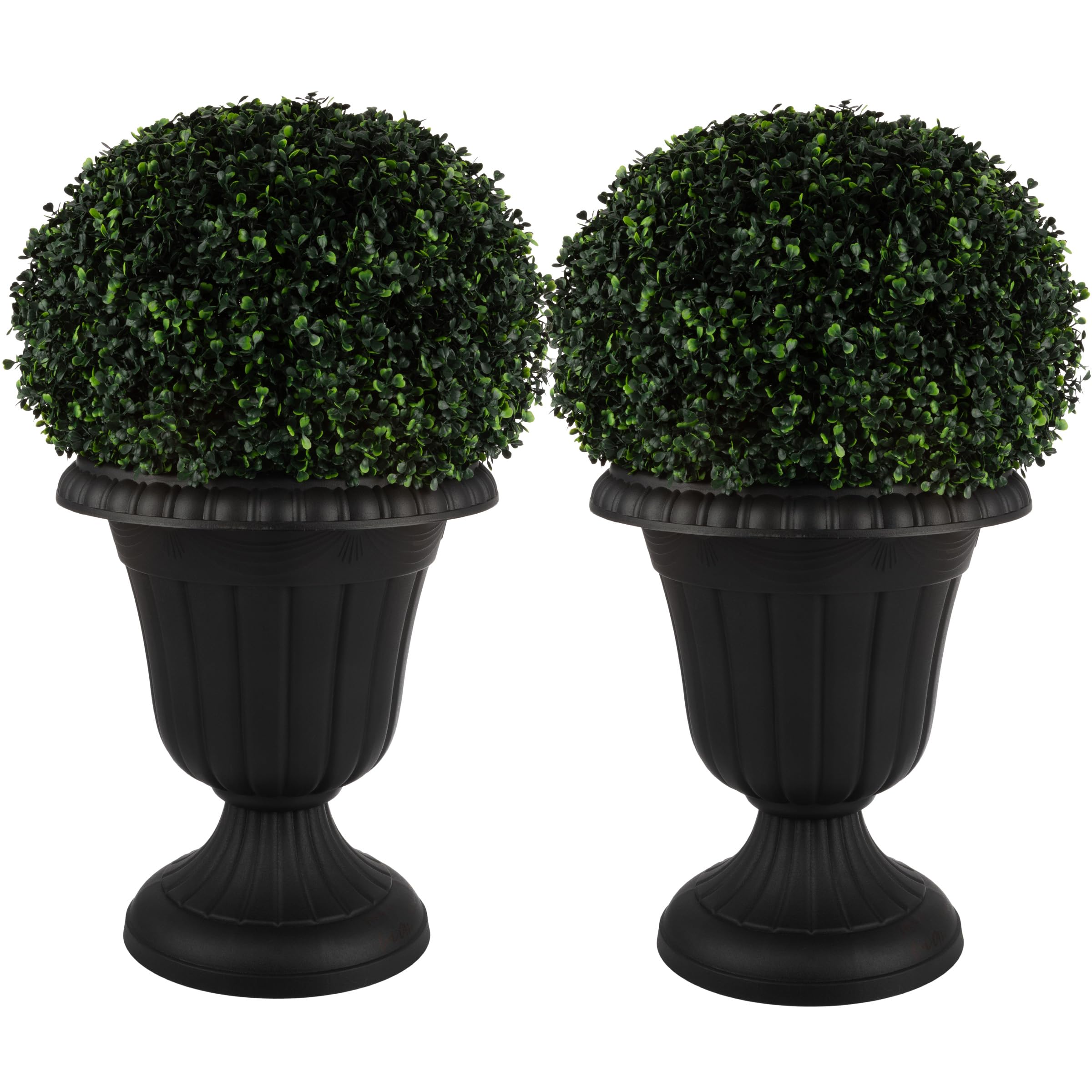 Pure Garden front view of black urn planter showing classic silhouette and curb appeal