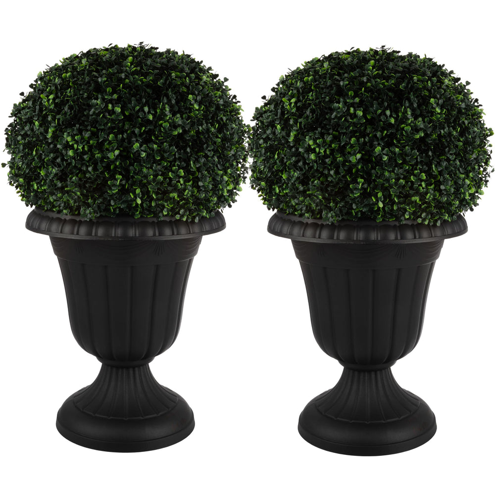 Pure Garden front view of black urn planter showing classic silhouette and curb appeal
