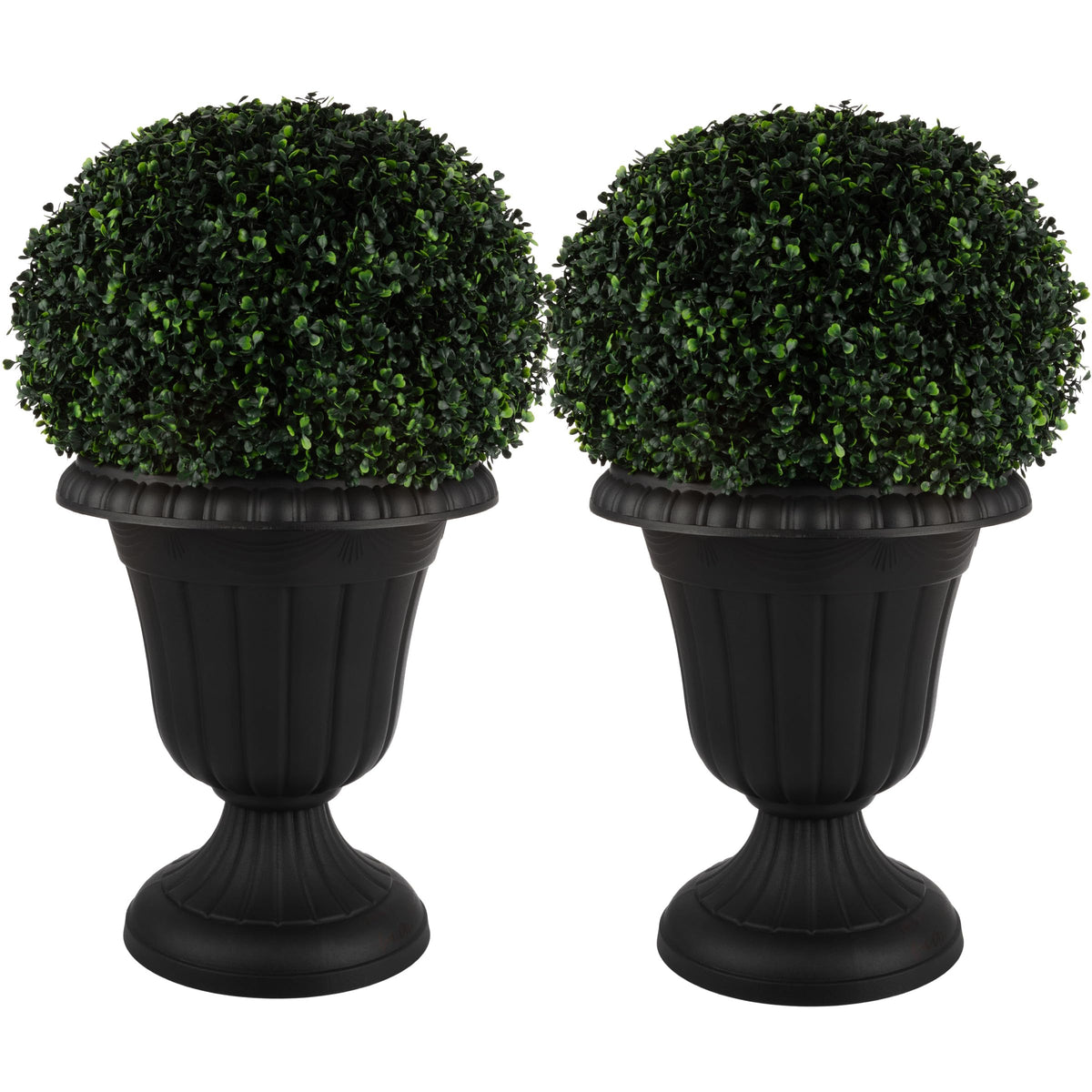 Pure Garden front view of black urn planter showing classic silhouette and curb appeal