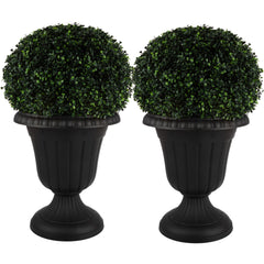 Pure Garden front view of black urn planter showing classic silhouette and curb appeal