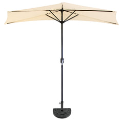Pure Garden half umbrella front view showing champagne canopy and clean lines for stylish shade