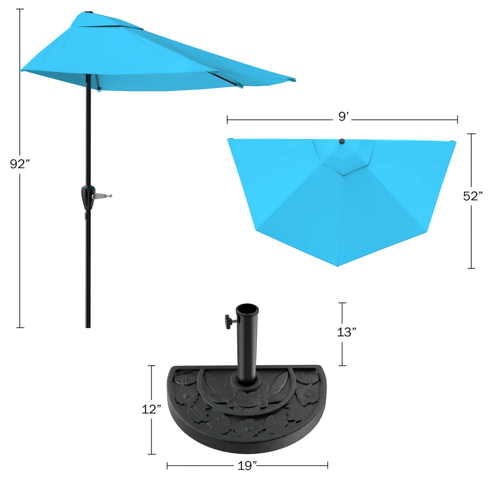 Pure Garden half umbrella in use on balcony providing comfortable shaded seating area