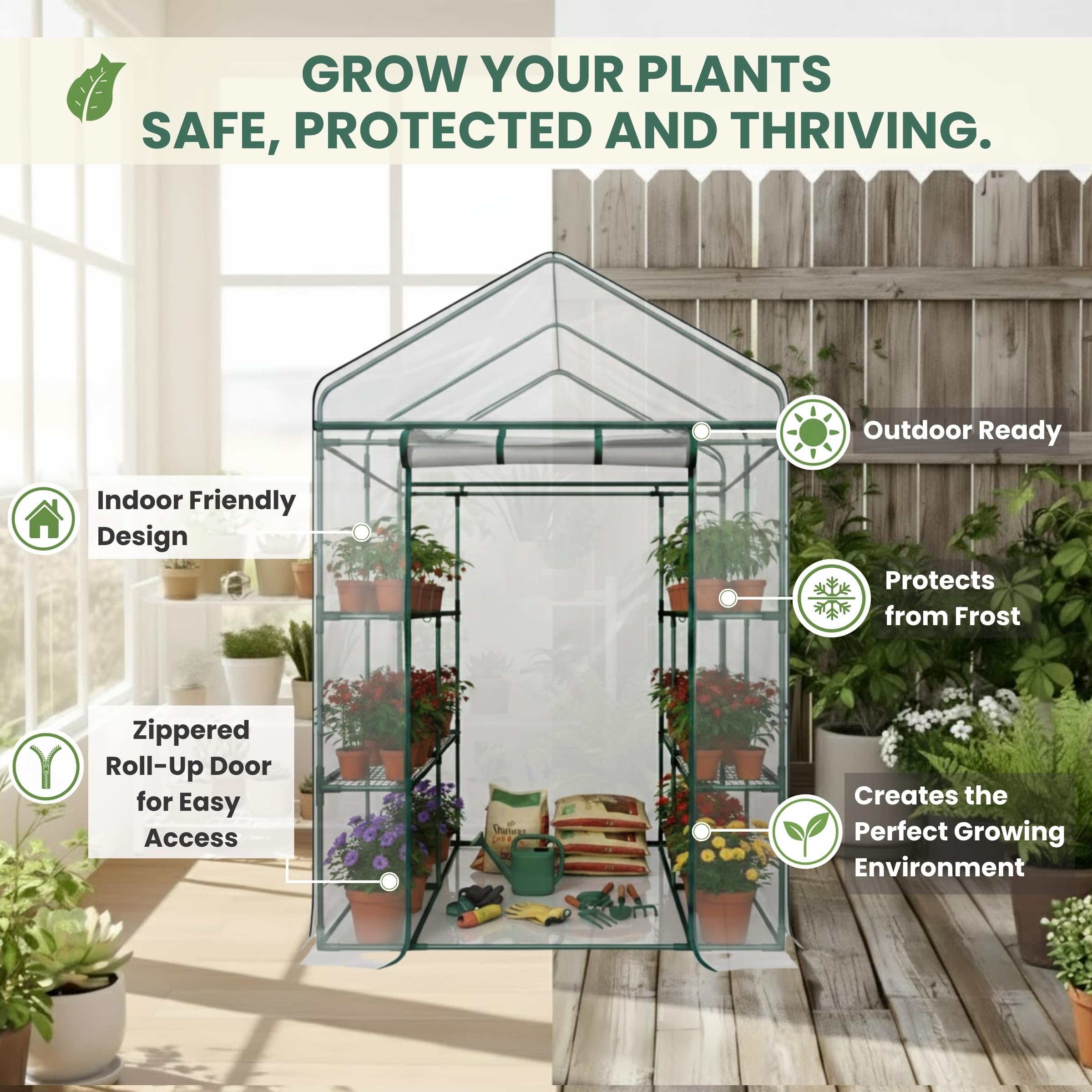 Pure Garden interior shelves loaded with seedlings for organized growing