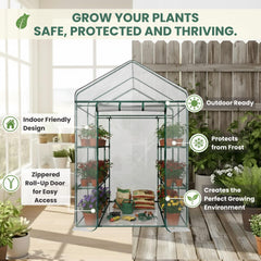 Pure Garden interior shelves loaded with seedlings for organized growing