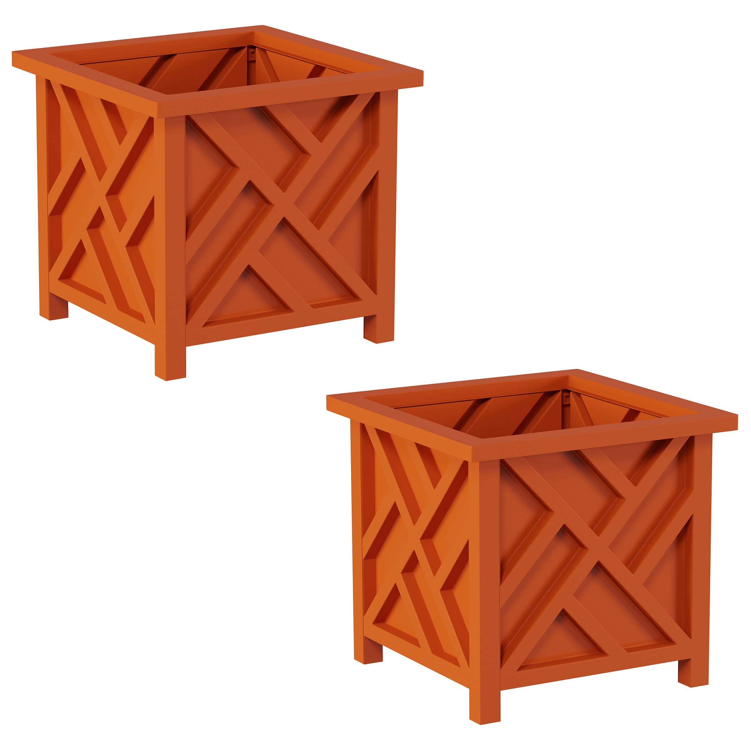 Pure Garden front view of terracotta lattice planter showing elegant design and curb appeal