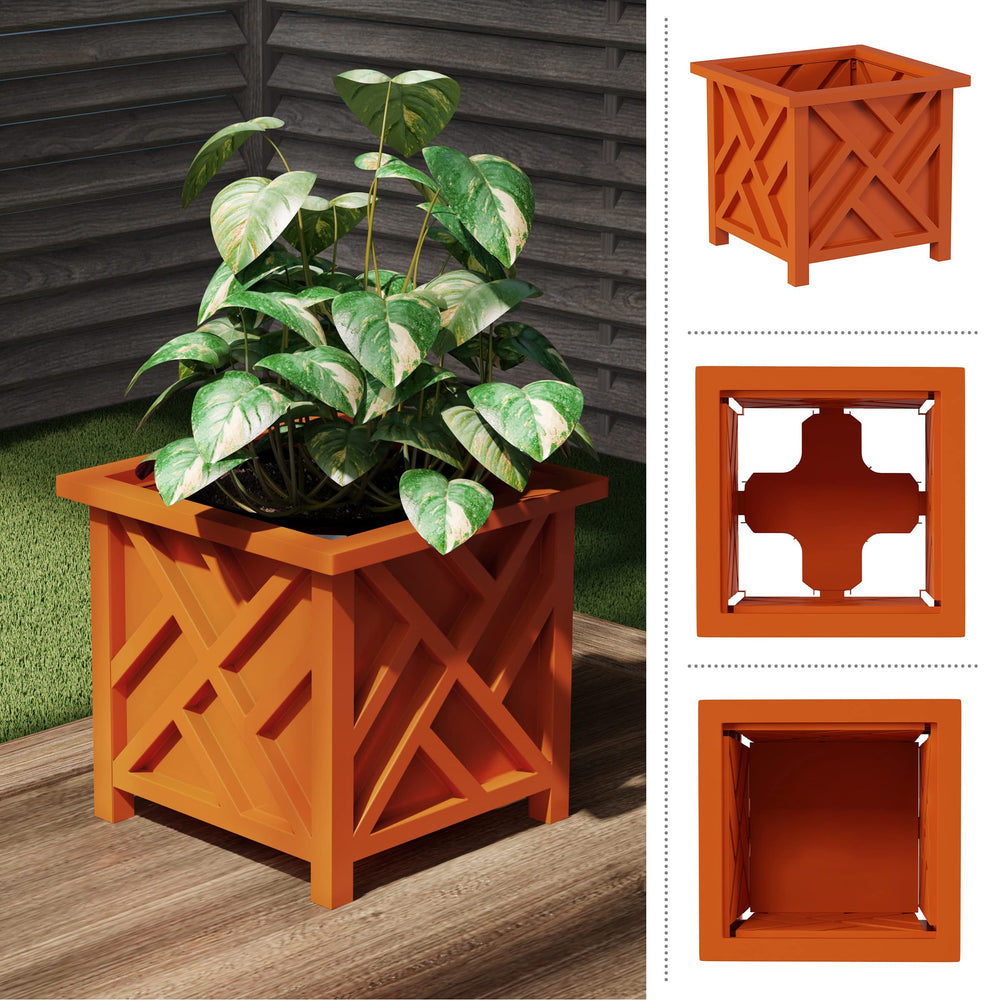 Pure Garden planter in use on porch filled with seasonal mums for instant decor