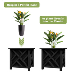 Pure Garden view of insert and T-shaped open bottom showing drainage option
