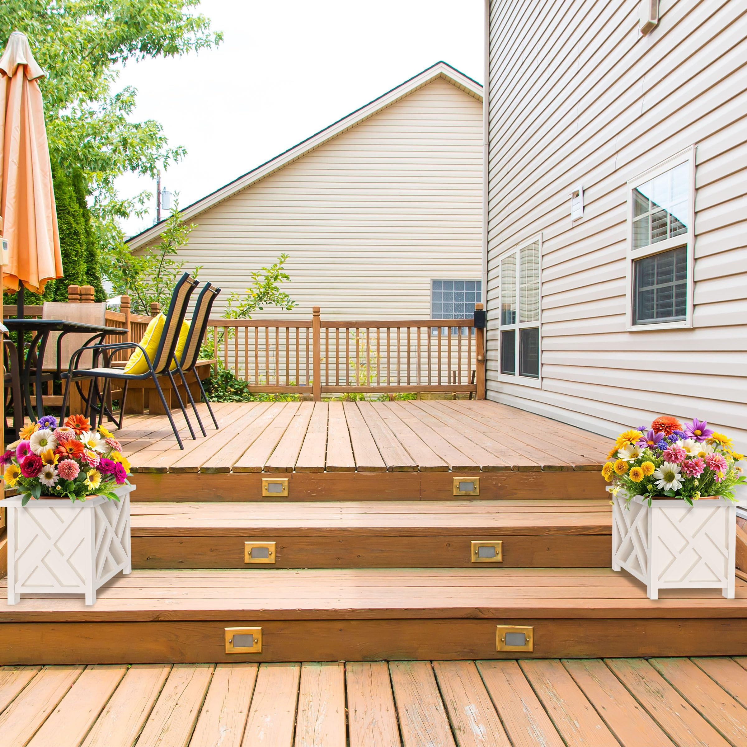 Pure Garden paired planters flanking a porch demonstrating entryway styling