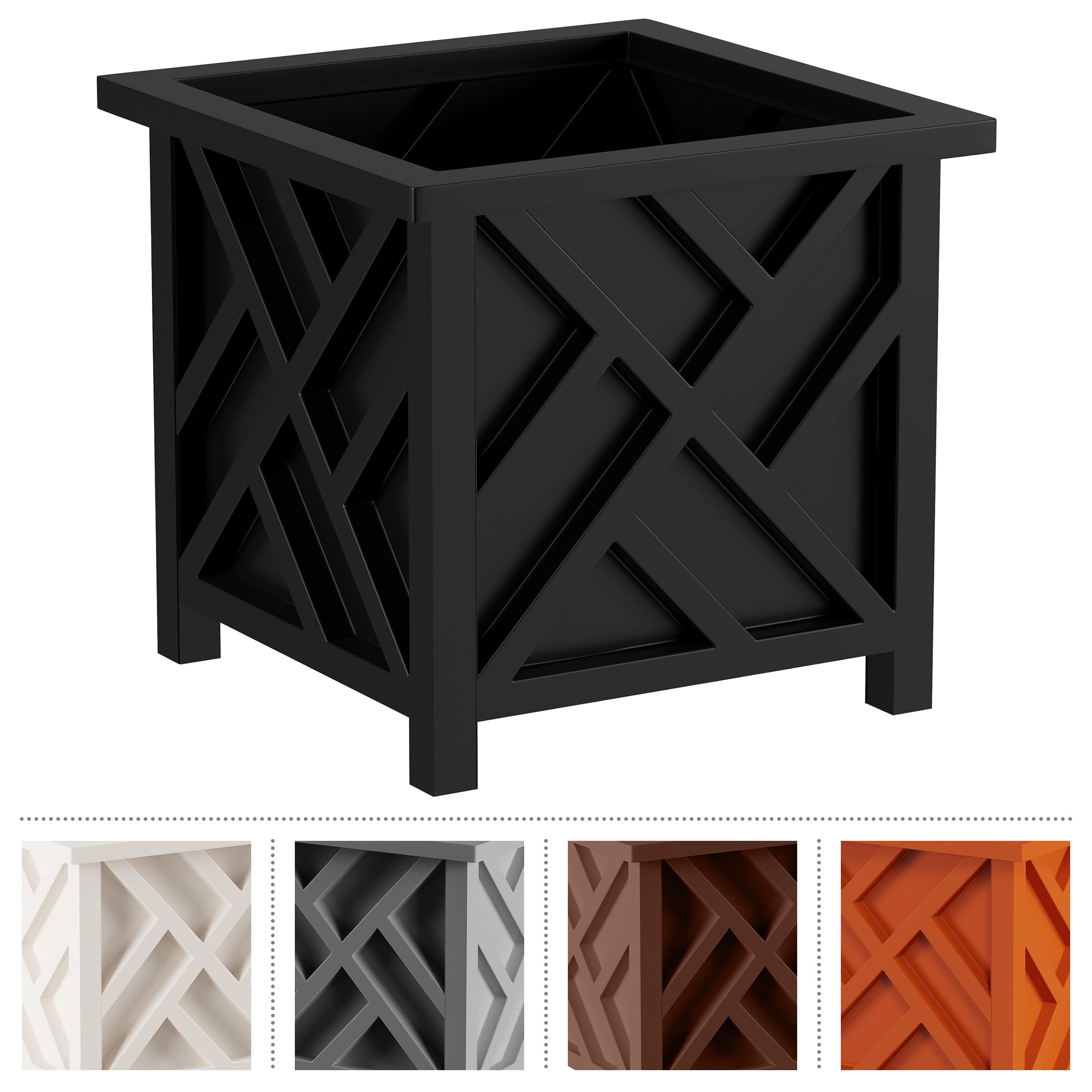 Pure Garden planter next to ruler to show 14.75-inch square size and fit
